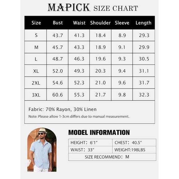 Men's Light Blue Linen Short Sleeve Button Down Casual Shirt Business Dress - Picture 6 of 6